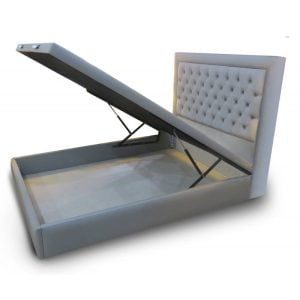 Cama Baul tapizada Viena 1.5 Plazas + colchon r800