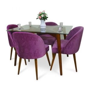 Juego De Comedor 04 Sillas Vintage Agnes – Morado