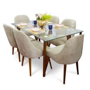 Juego De Comedor 06 Sillas Vintage Jana – Beige
