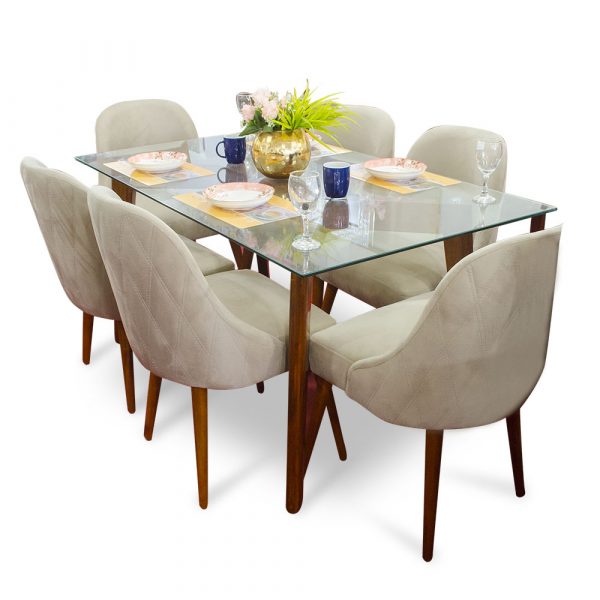 Juego De Comedor 06 Sillas Vintage Jana – Beige