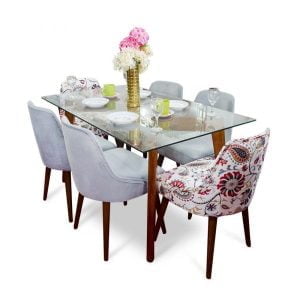 Juego De Comedor 06 Sillas Vintage Thais – Gris