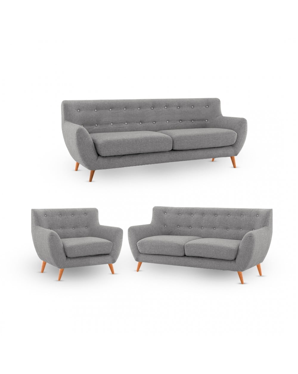 Juego de sala Zack 3-2-1 / color gris plata