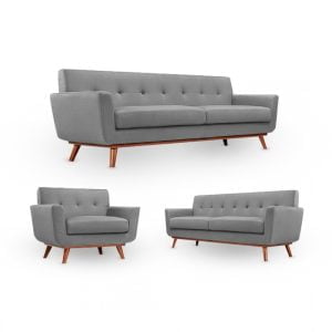 Juego de sala Krem 3-2-1 / color gris plata