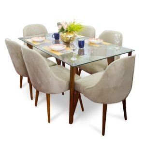 Juego De Comedor 06 Sillas Vintage Jana – Beige