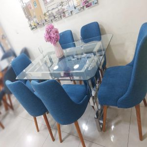 Juego De Comedor Acero 6 Sillas – Azul