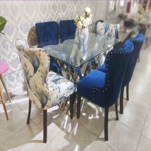 Juego De Comedor Acero 6 Sillas – Azul