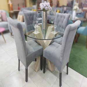 Juego De Comedor Mármol 4 Sillas – Gris