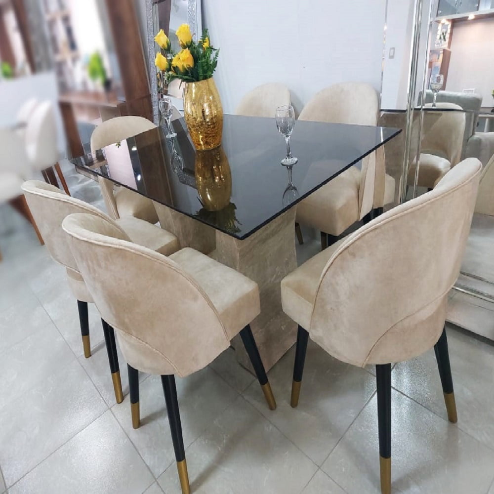 Juego De Comedor Mármol 6 Sillas Vintage – Beige