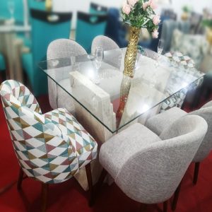 Juego De Comedor Mármol 6 Sillas Vintage – Gris