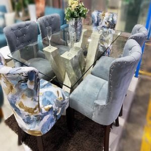 Juego De Comedor Marmol 6 Sillas Vintage – Gris