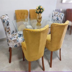 Juego De Comedor Mármol 6 Sillas – Amarillo
