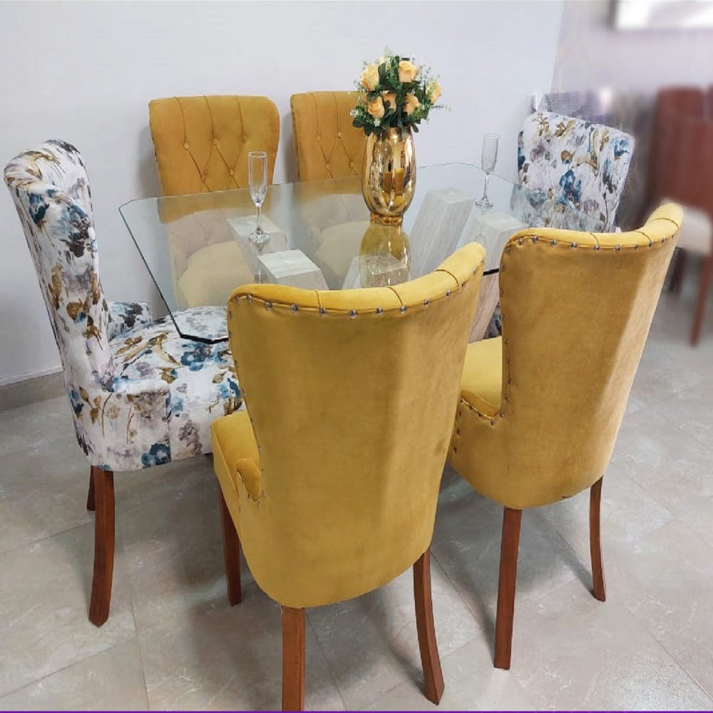 Juego De Comedor Mármol 6 Sillas – Amarillo