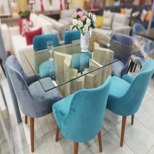 Juego De Comedor Mármol 6 Sillas – Turquesa